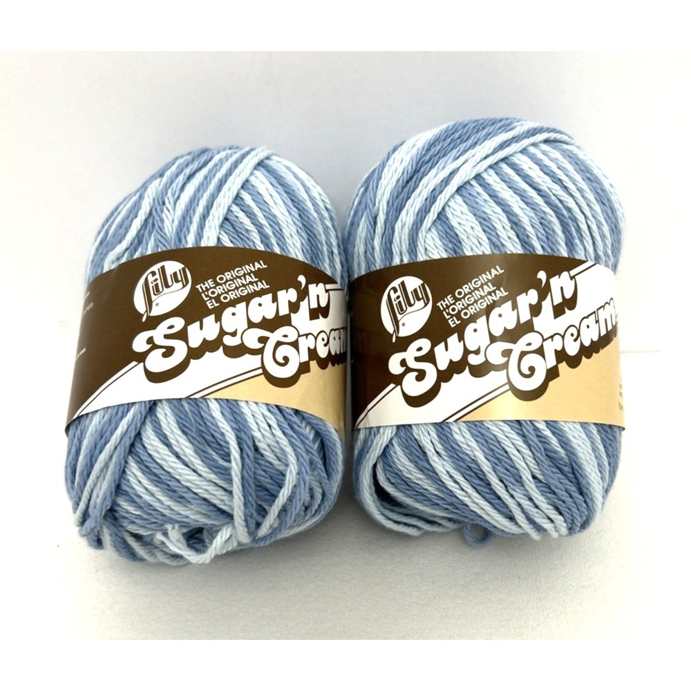 Lily Sugar 'n Cream Cotton Yarn Faded Denim #19181 Super Size Lot of 2